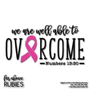 Overcome Pink Ribbon Bible Verse digital cut file