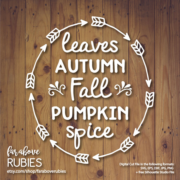 Fall Autumn Words Design digital cut files