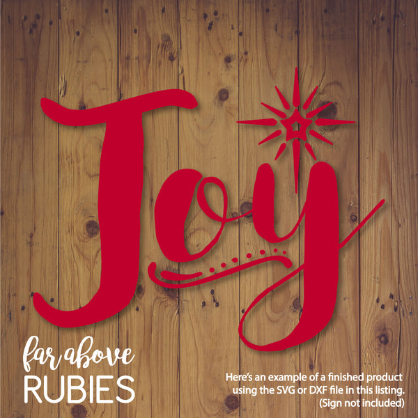 Joy with Star Christmas Holiday Word Art digital cut files works