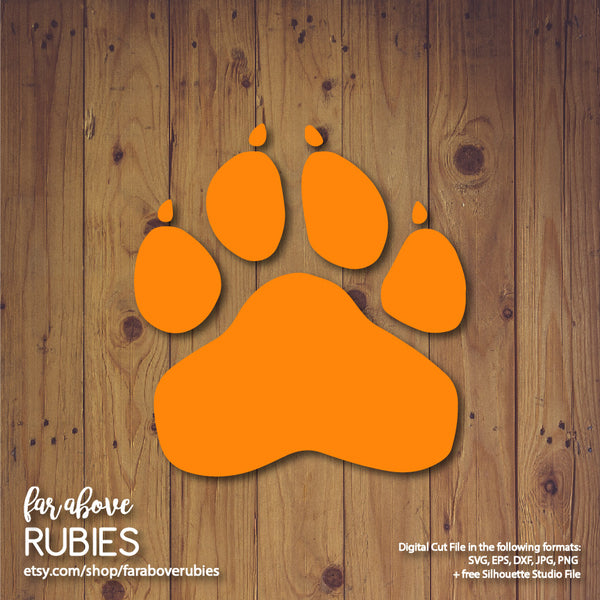 Paw Print Team Panthers Wildcats Wolverines Bulldogs Tigers Cougar Cats Lions digital cut file