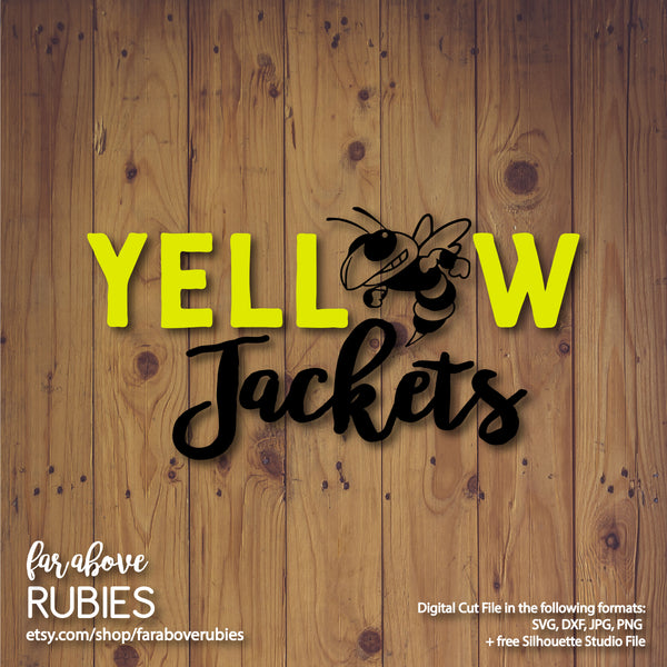 Yellow Jackets with Bee Team Spirit digital cut file