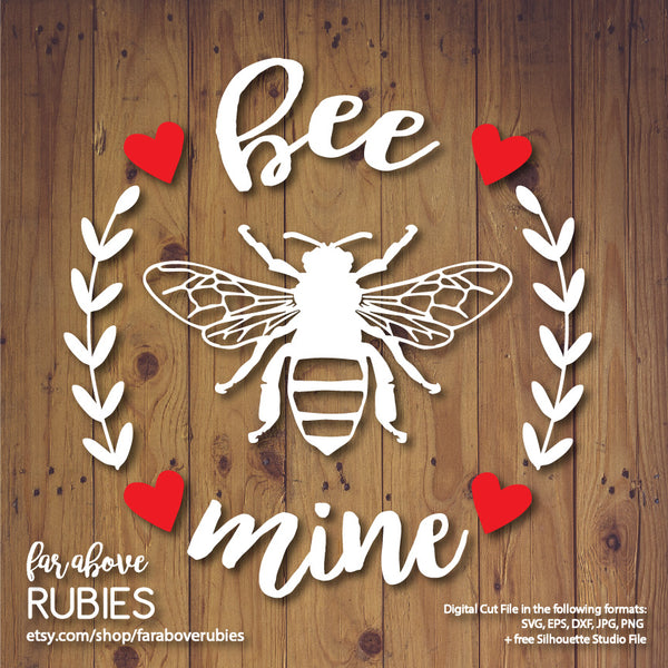 Bee Mine Hearts Valentine's Day digital cut files