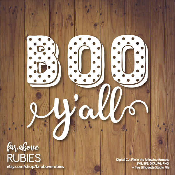 Boo Y'all Polka Dot Halloween digital cut file