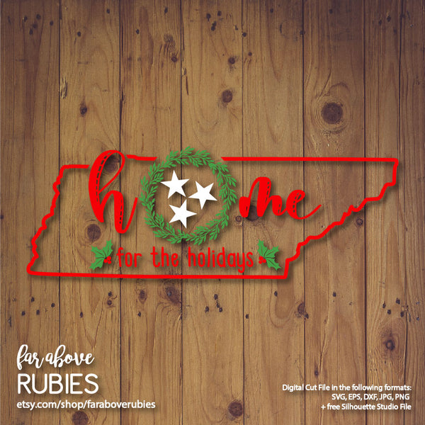 Home for the Holidays State Tennessee TN tristar digital cut files