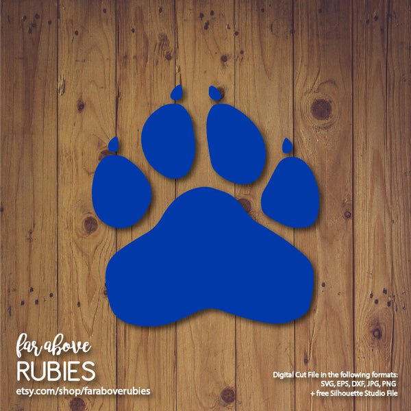 Paw Print Team Panthers Wildcats Wolverines Bulldogs Tigers Cougar Cats Lions digital cut file