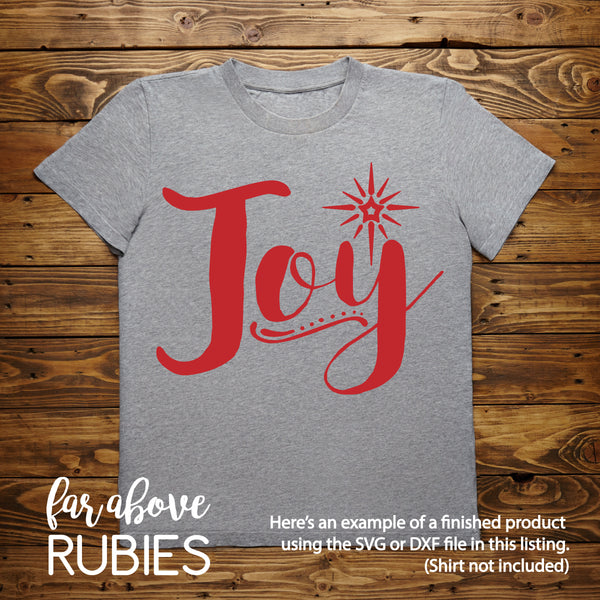 Joy with Star Christmas Holiday Word Art digital cut files works