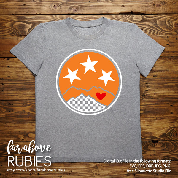 East Tennessee TN Tri-Star Tristar with Checkerboard Smoky Mountains Heart digital cut files