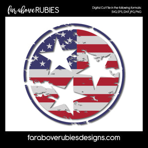 USA Flag Tennessee Distressed TriStar digital cut files Tn Grungy