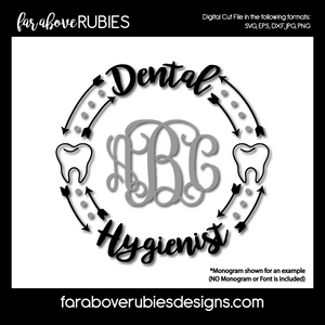 Dental Hygienist Monogram Wreath Arrows (monogram NOT included) digital cut file School