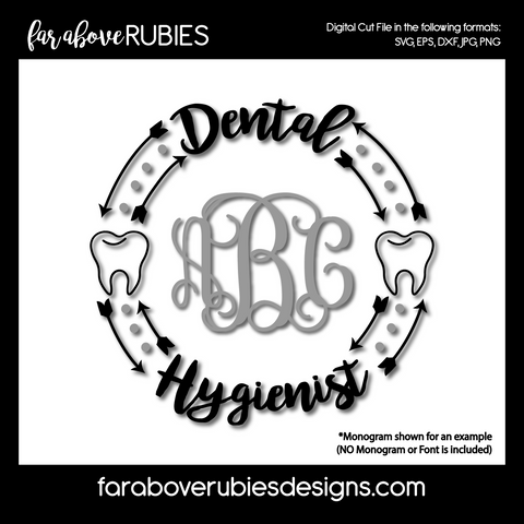Dental Hygienist Monogram Wreath Arrows (monogram NOT included) digital cut file School