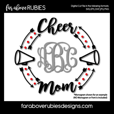 Cheer Mom Monogram Wreath with Megaphones (monogram NOT included) digital cut files