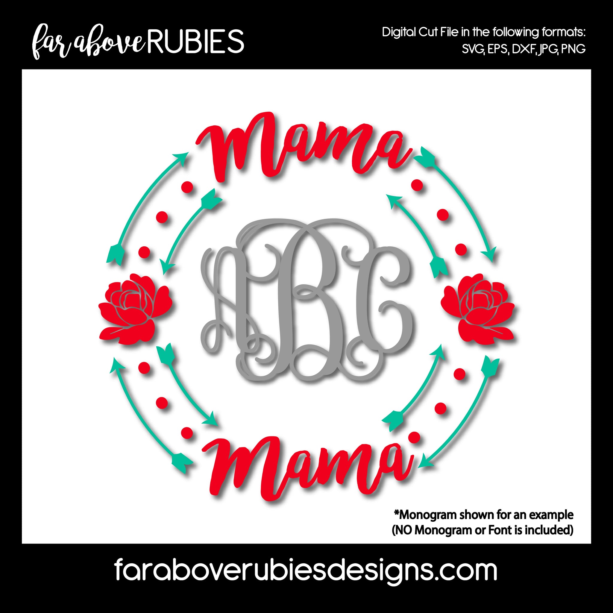 Mama Monogram Wreath (monogram NOT included) digital cut files Mother's Day