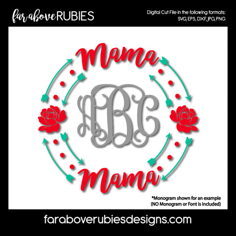 Mama Monogram Wreath (monogram NOT included) digital cut files Mother's Day