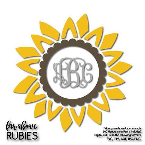Sunflower Monogram Wreath (monogram NOT included) digital cut files