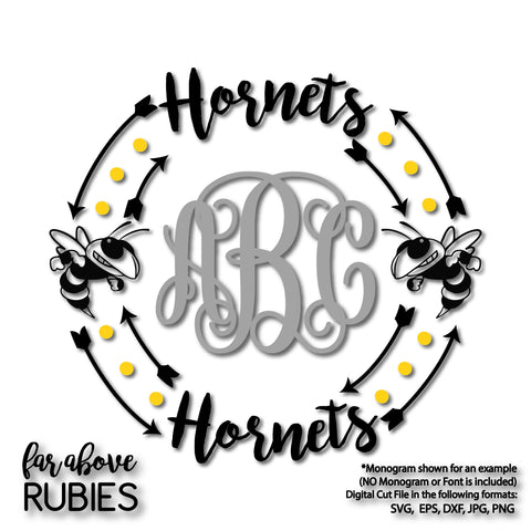 Hornets Team Monogram Wreath (monogram NOT included) digital cut files