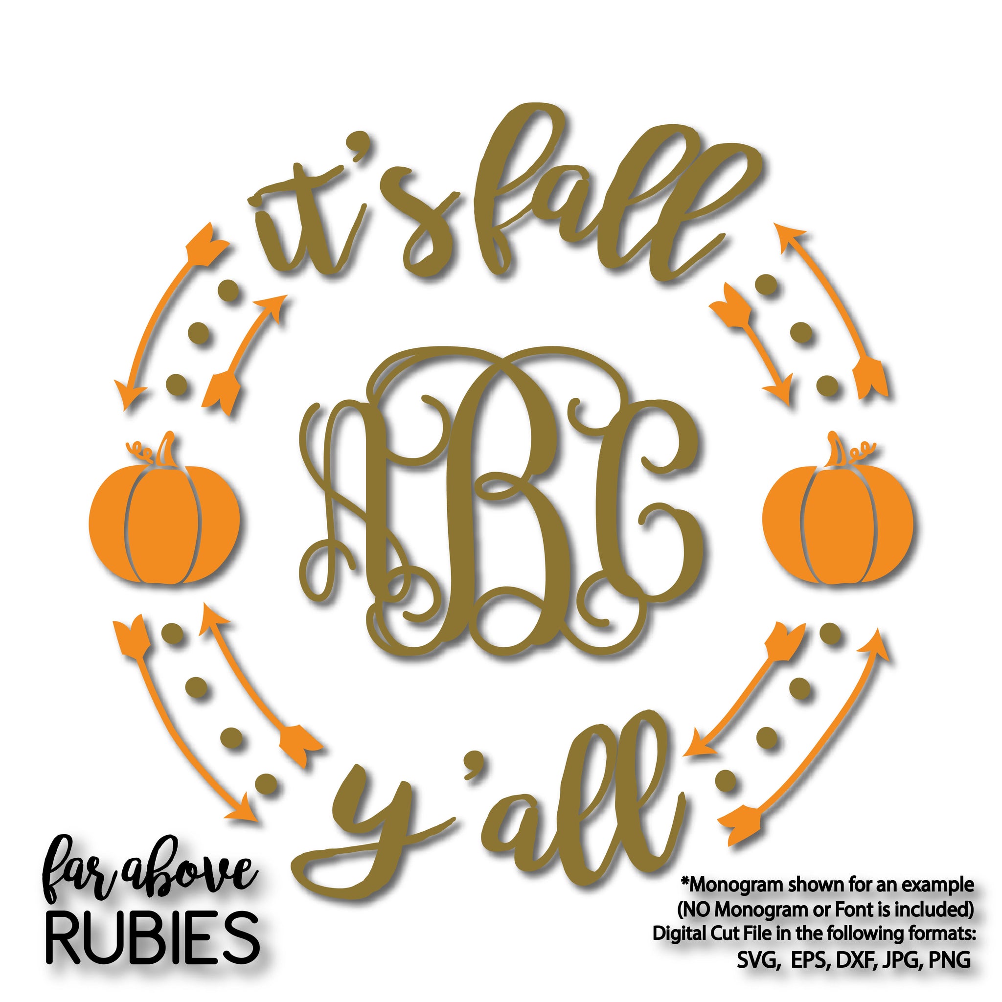 It's Fall Y'all Monogram Wreath (monogram NOT included) digital cut file