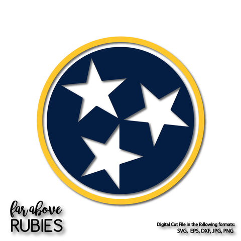 Blue Gold State of Tennessee TN Tri-Star tristar pride proud digital cut files