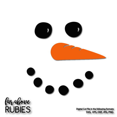 Snowman Face with Carrot Nose digital cut file Christmas or Winter Crafts
