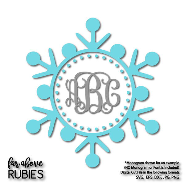 Snowflake Monogram Wreath (monogram NOT included) digital cut file