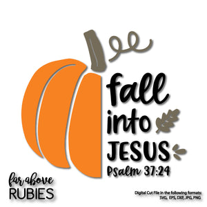 Fall Into Jesus Psalm 37:24 Bible Verse digital cut file Christian Faith Religious KJV