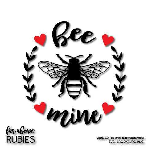 Bee Mine Hearts Valentine's Day digital cut files