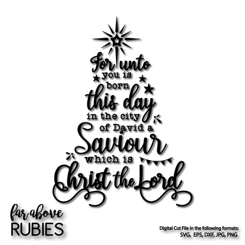 Christmas Bible Verse Luke 2:11 KJV Saviour which is Christ the Lord digital cut file