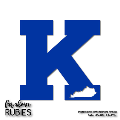Kentucky Letter K with State Shape digital cut file