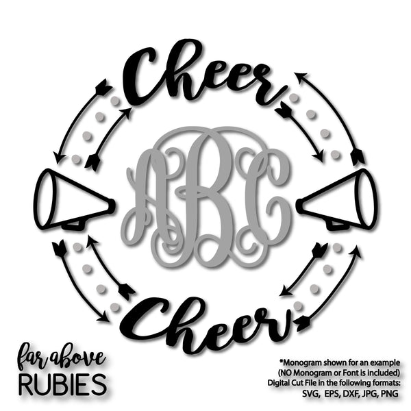 Cheer Monogram Wreath with Megaphones (monogram NOT included) digital cut files