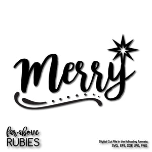 Merry Star Christmas Word Art digital cut files