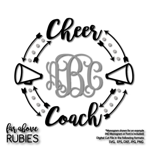 Cheer Coach Monogram Wreath with Megaphones (monogram NOT included) digital cut files