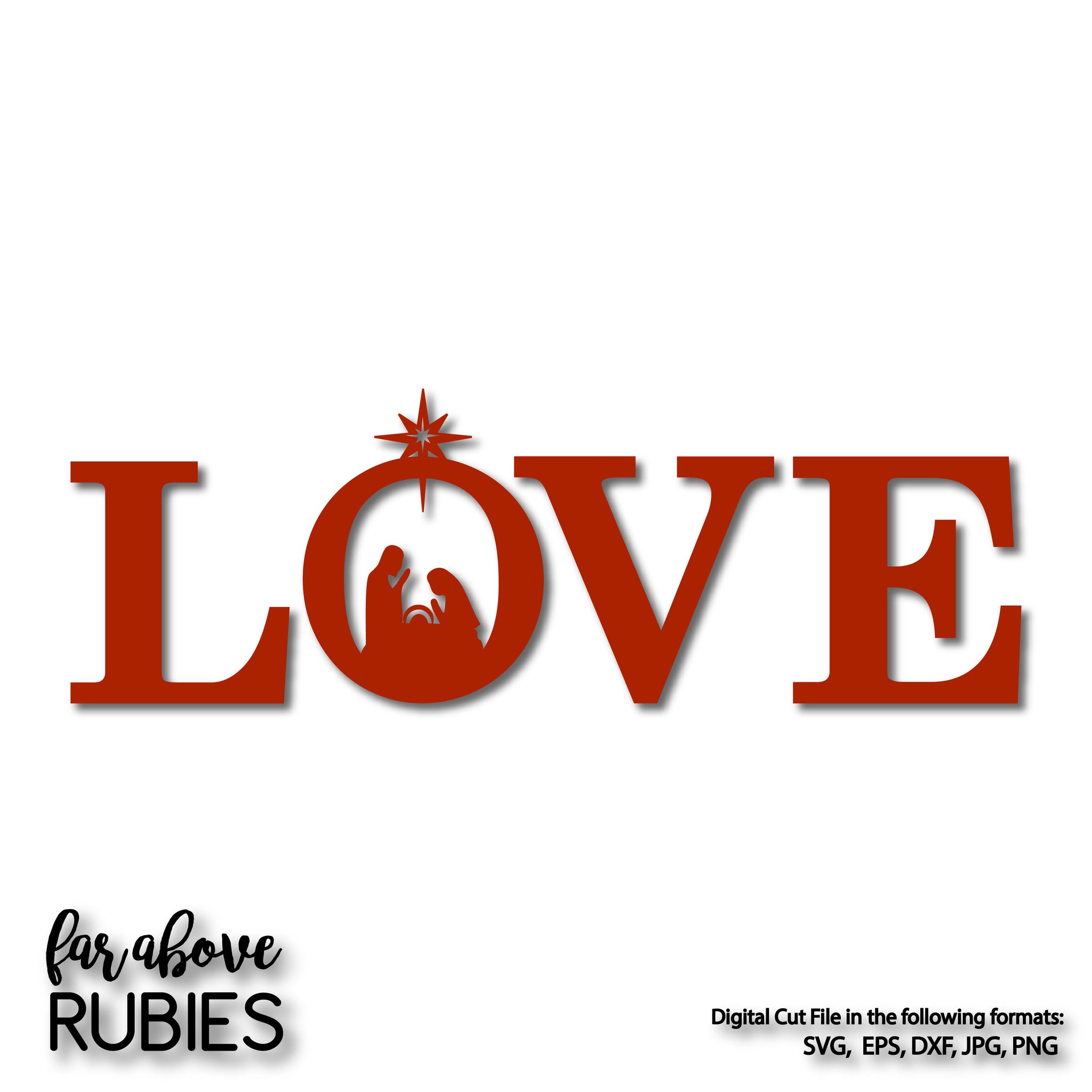 Love Nativity Word Art for Christmas Holiday digital cut file