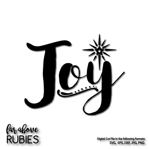 Joy with Star Christmas Holiday Word Art digital cut files works