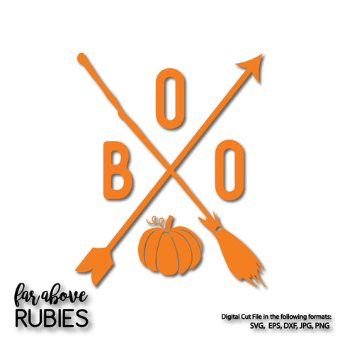 Boo Cross Arrow Broom Pumpkin Halloween digital cut file