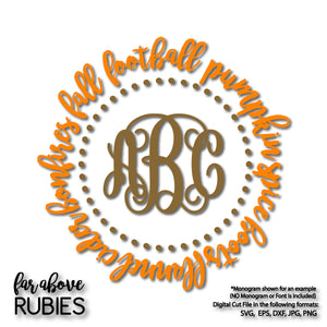 Fall Words Monogram Wreath (monogram NOT included) digital cut files