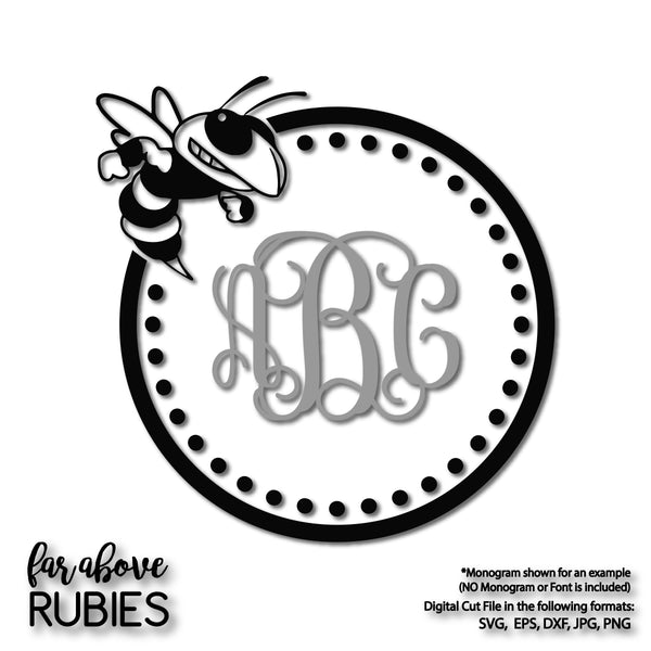 Yellow Jackets Stingers Hornets Monogram Circle (monogram NOT included) digital cut file