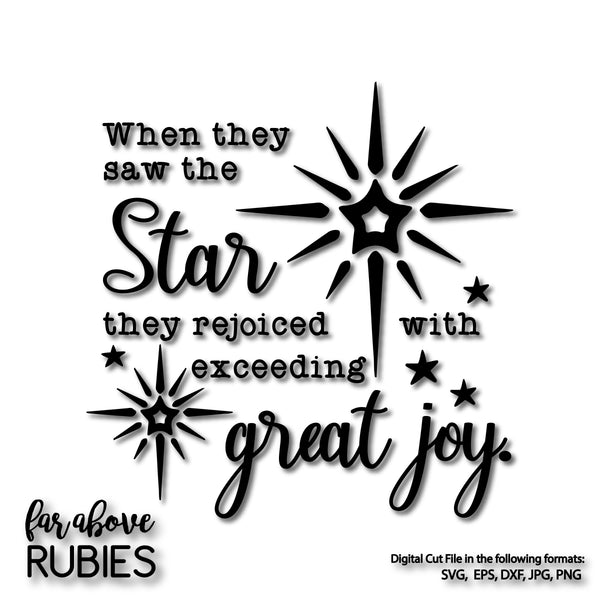 Star Exceeding Great Joy Christmas Bible Verse digital cut files