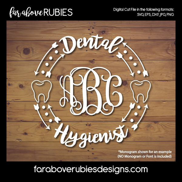 Dental Hygienist Monogram Wreath Arrows (monogram NOT included) digital cut file School