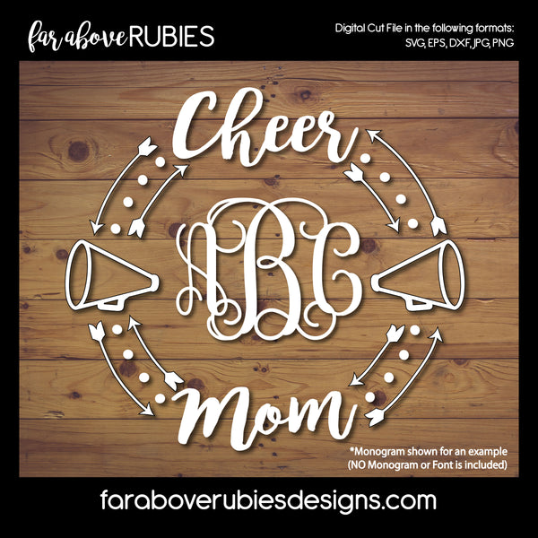 Cheer Mom Monogram Wreath with Megaphones (monogram NOT included) digital cut files