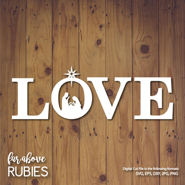 Love Nativity Word Art for Christmas Holiday digital cut file