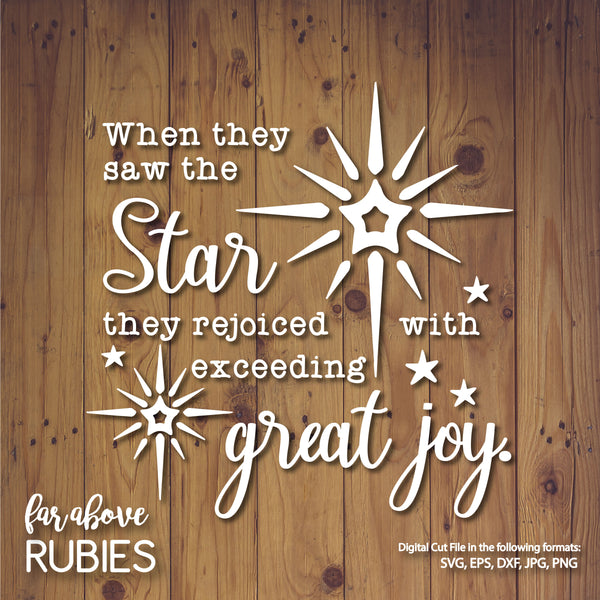 Star Exceeding Great Joy Christmas Bible Verse digital cut files