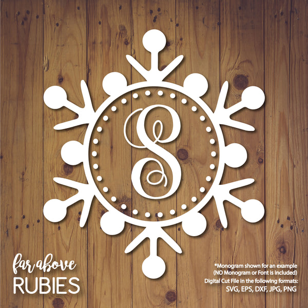 Snowflake Monogram Wreath (monogram NOT included) digital cut file