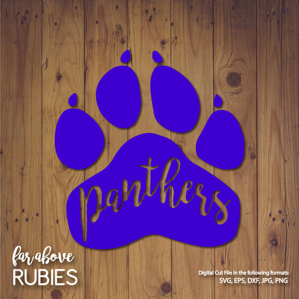 Panther Paw Print Team digital cut file