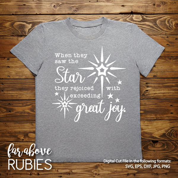 Star Exceeding Great Joy Christmas Bible Verse digital cut files