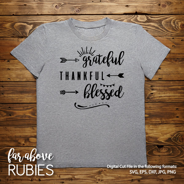 Blessed Grateful Thankful Arrows digital cut files