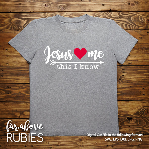 Jesus Loves Me Heart Arrow digital cut file Christian Faith