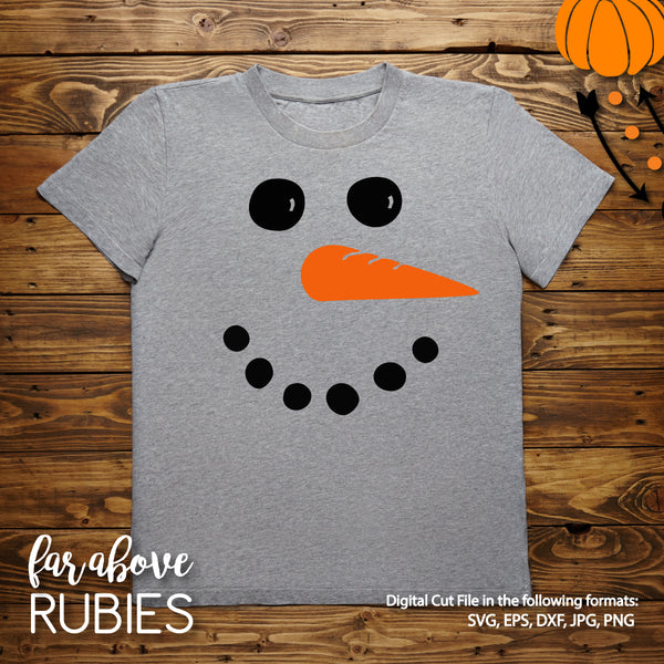 Snowman Face with Carrot Nose digital cut file Christmas or Winter Crafts