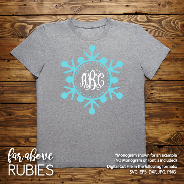 Snowflake Monogram Wreath (monogram NOT included) digital cut file