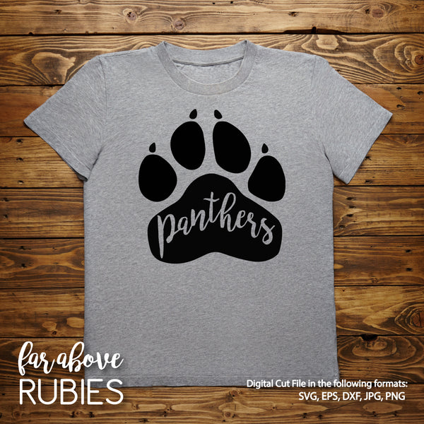 Panther Paw Print Team digital cut file