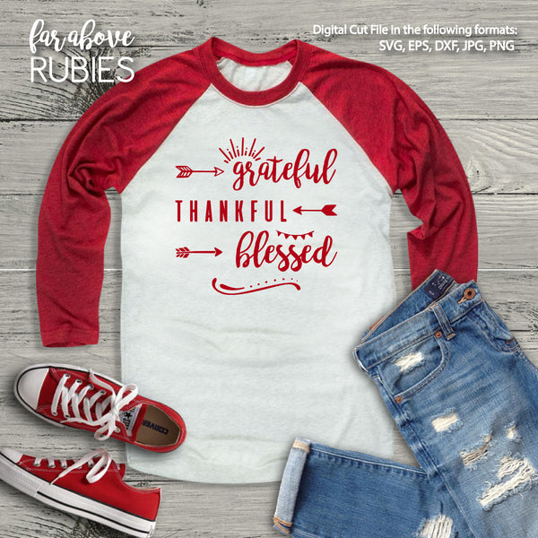 Blessed Grateful Thankful Arrows digital cut files