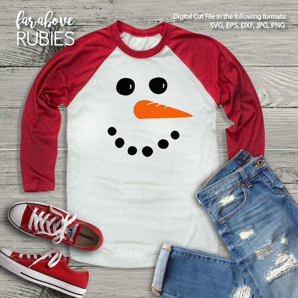 Snowman Face with Carrot Nose digital cut file Christmas or Winter Crafts